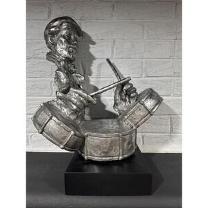 Vintage Art Deco Drum Player Drummer Resin Statue Artwork Bust Head Blues Band